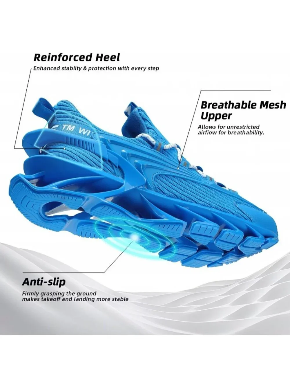 Men's Blue Walking Shoes Casual Fashion Lace Up Blade Tennis Running Sneakers